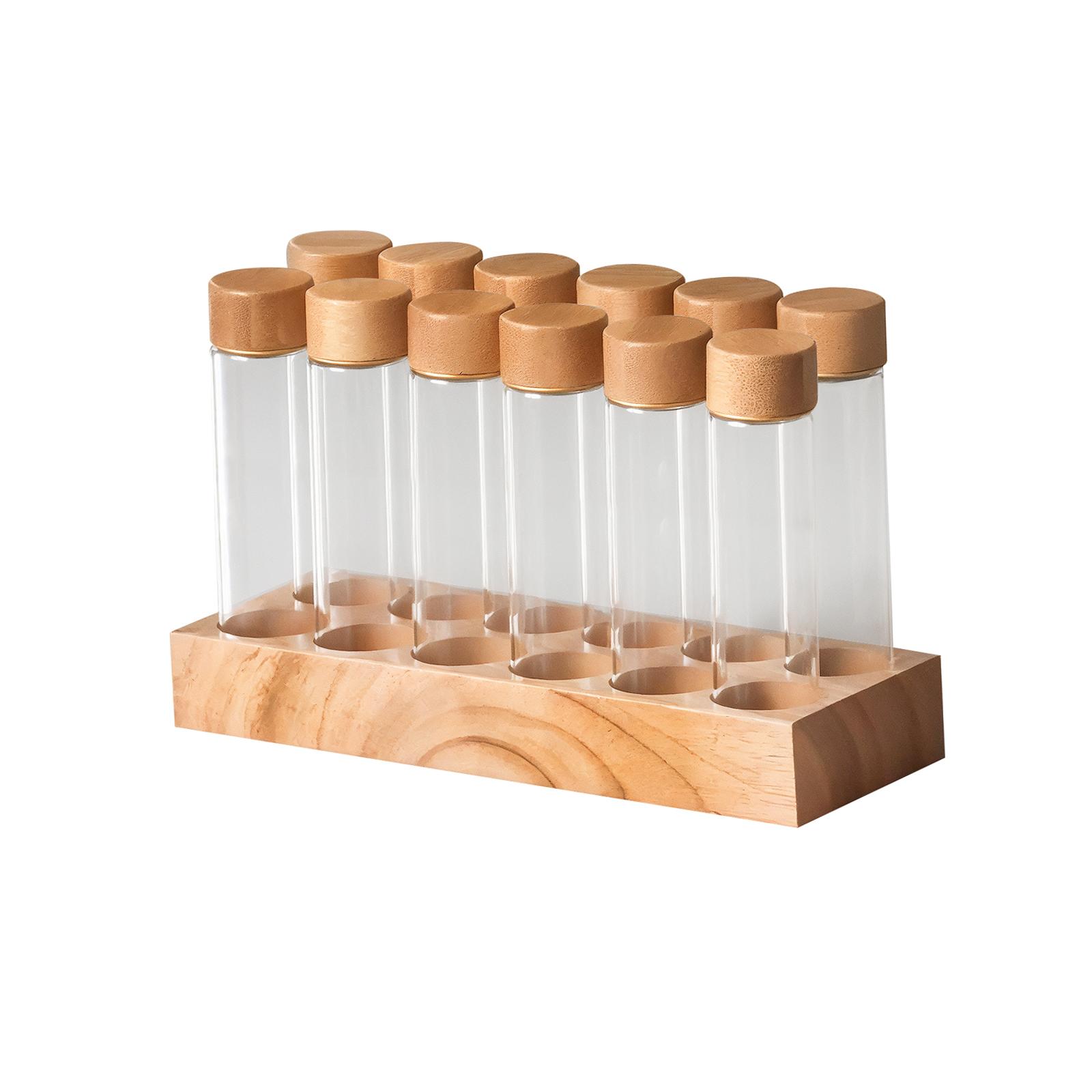 Food Storage Youtube - Kaffeebohnen-Aufbewahrungsbehälter Tragbarer Holz-Präsentationsständer Kaffeebohnen-Teströhrchen für Bartheke,