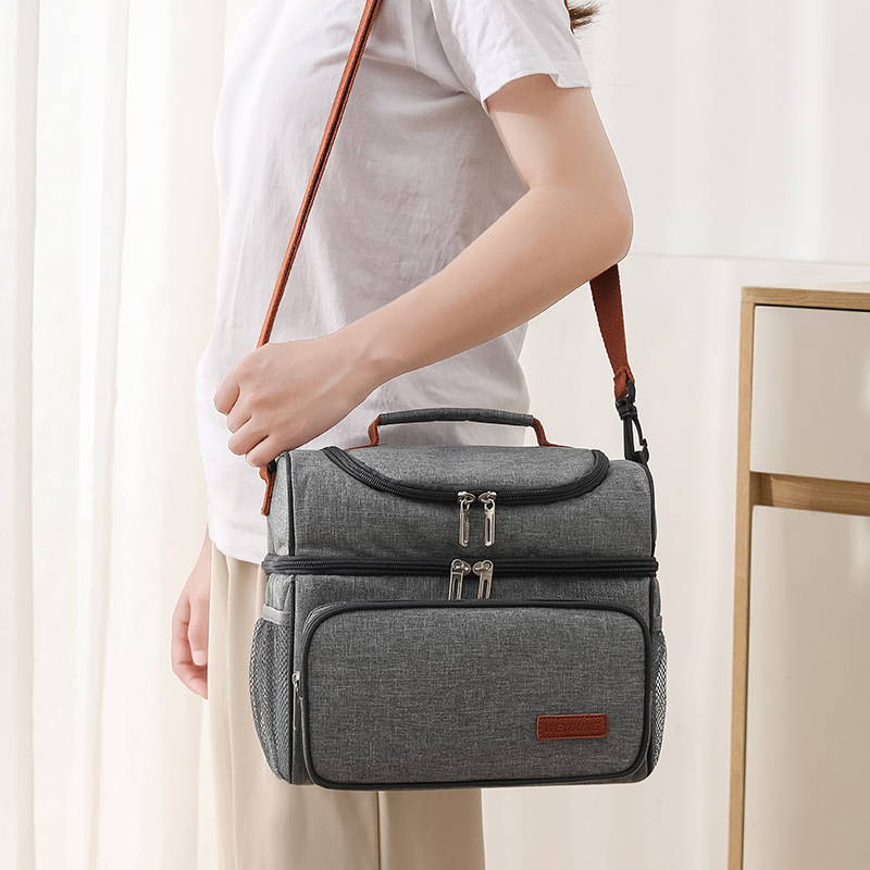 Food Storage Keep Warm - Doppelschichtige Lunchbox-Aufbewahrung, Thermotasche, große Kapazität, Schultertasche,