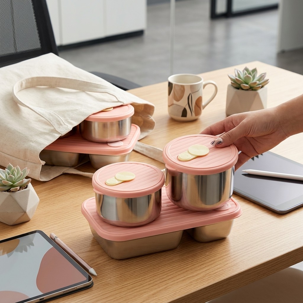 Food Storage Jar Set - Mikrowellengeeignetes 304 Edelstahl Lunchbox-Set Bento-Box Mahlzeiten-Vorbereitungs-Lebensmittelbehälter