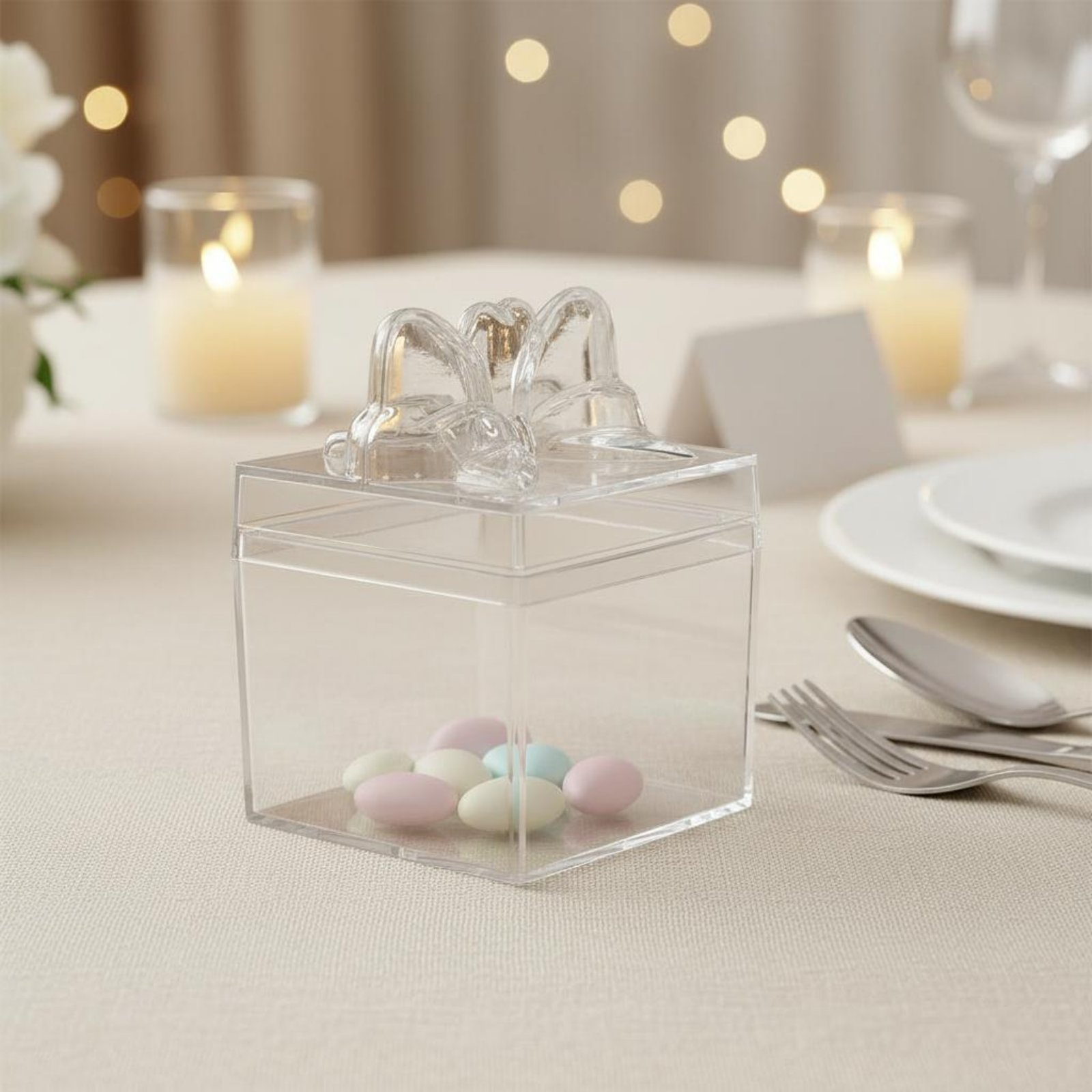 Food Storage Containers Plastic Box - Transparente Plastik-Süßigkeitenbox mit Band Mehrzweck Durchsichtige