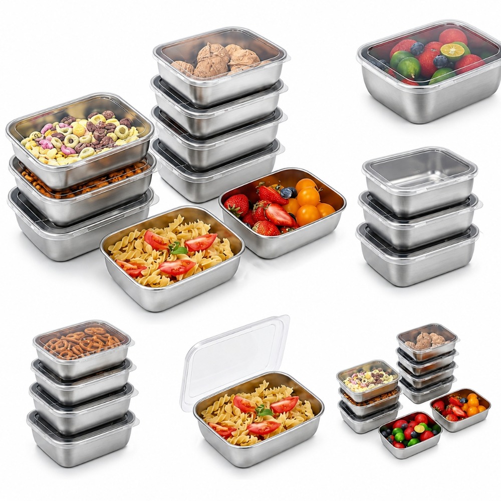 Food Storage Jar Set - 6-teiliges Edelstahl-Lebensmittelbehälter-Set Auslaufsicher 6-teiliges Edelstahl-Lebensmittelbehälter-Set Lunchbox