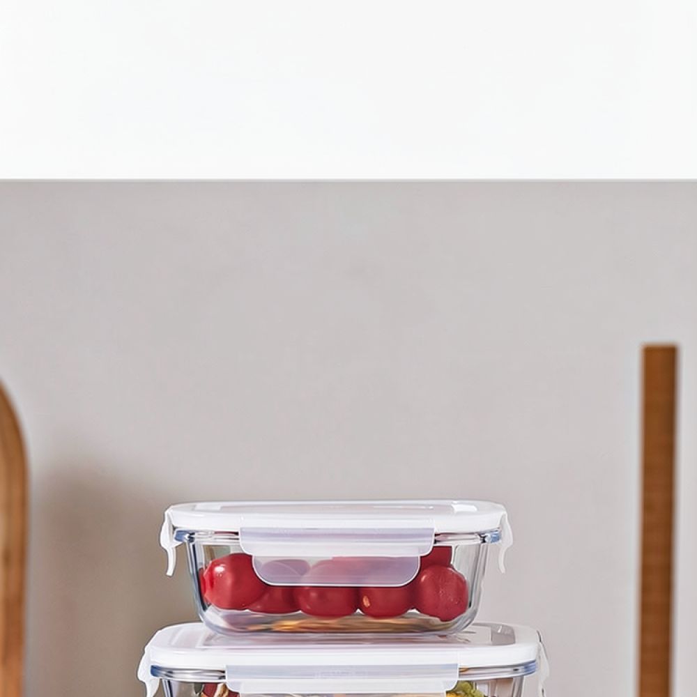 Food Storage Glass Set - Mikrowellengeeignete Glas-Bento-Lunchbox, unterteilte Lebensmittelbehälter, luftdicht, auslaufsicher,