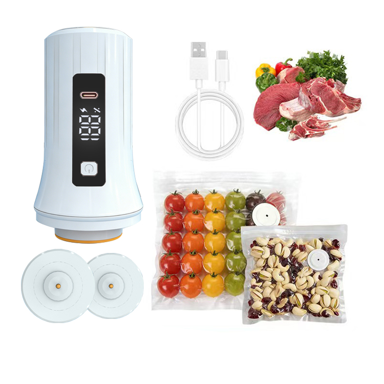 Food Storage Vacuum Pump - Wiederaufladbare Handgehaltene Mini-Vakuumiermaschine mit Digitalanzeige, Lebensmittelaufbewahrung