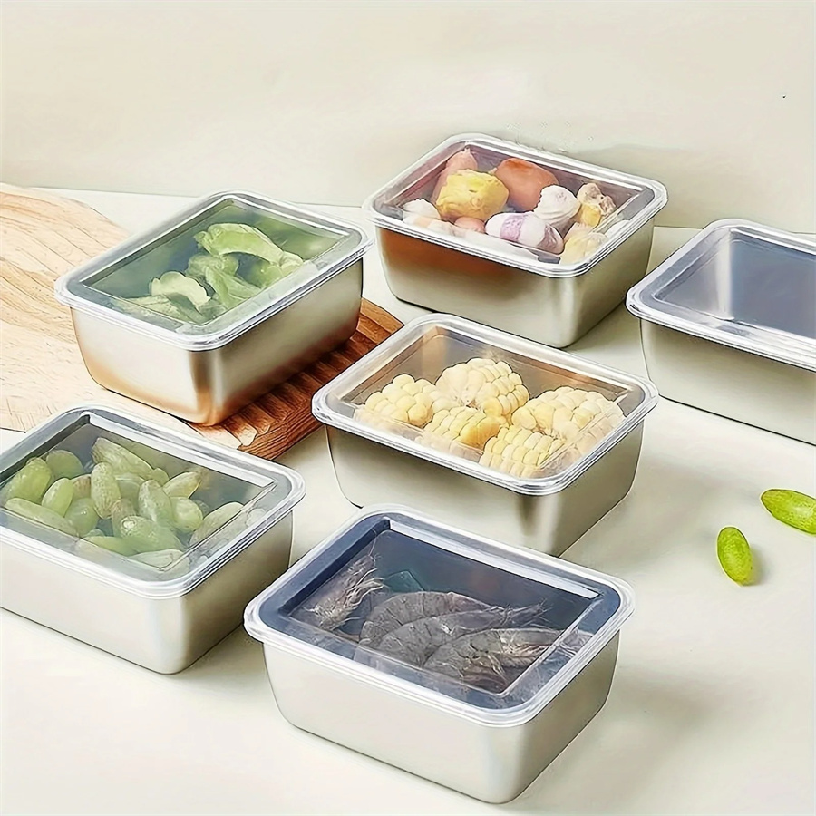 Food Storage With Colander - 1/3/5 Stück Edelstahl-Aufbewahrungsbox für Lebensmittel, Frischhaltebox