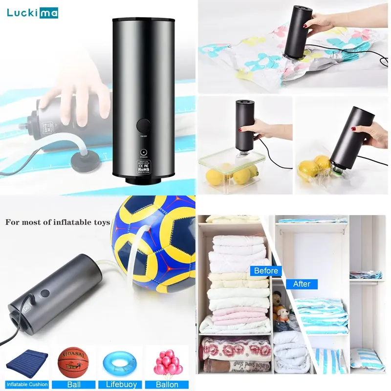 Food Storage Vacuum Pump - 2-in-1 tragbare Luftvakuummaschine, Mini-Luftpumpe, Luftkompressor für