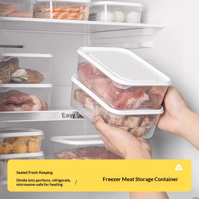 Food Storage Box Plastic - 2000ml Kühlschrank-Frischhaltebox für Gefrierfleisch, Frostbeständige Plastikbox