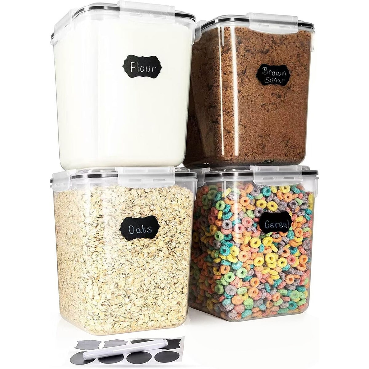Food Storage Glass Set - 4 Stück große Lebensmittelbehälter, 5200 ml/175
