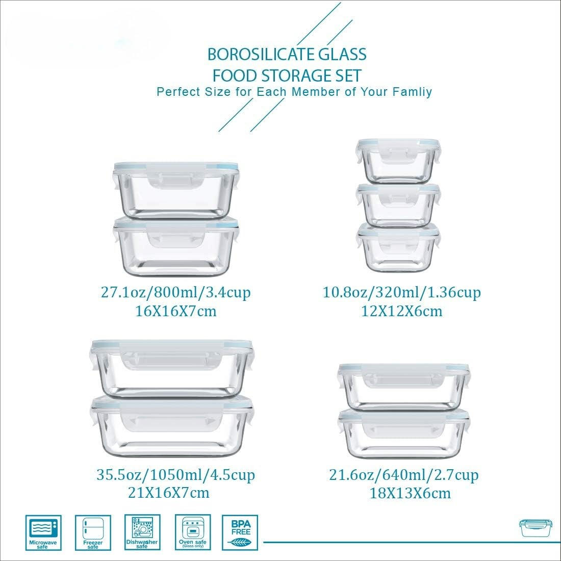 18-teiliges Glas-Lebensmittelb – Food Storage Glass Set Bewertung und Preis
