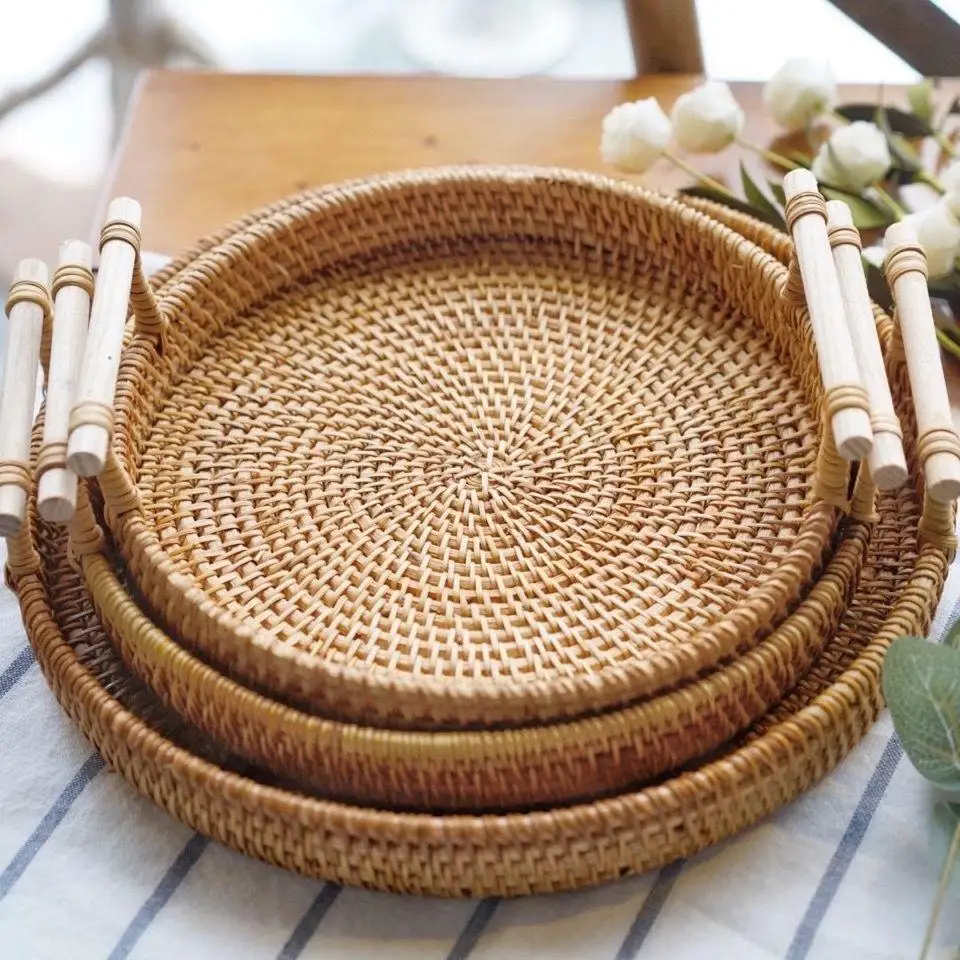 Handgewebtes Rattan-Tablett &  – Food Storage Of Plants Bewertung und Preis