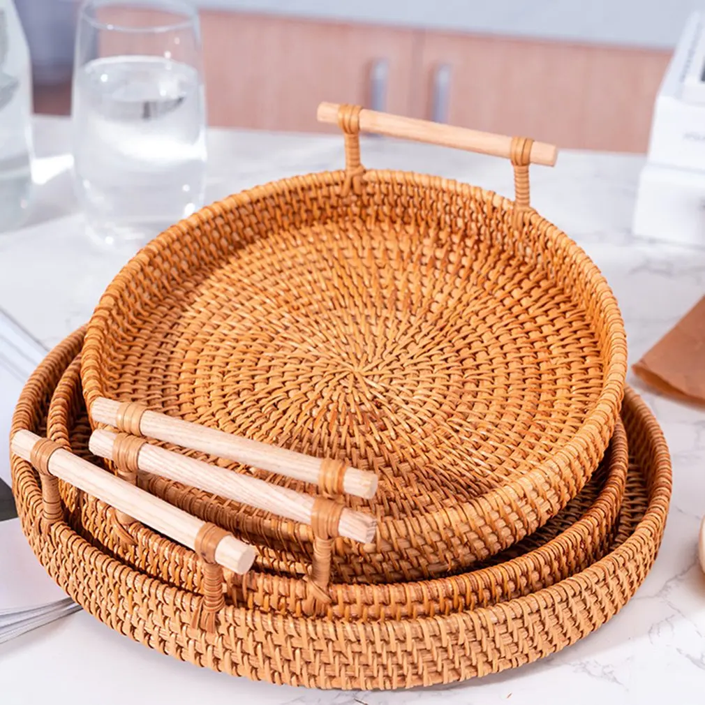 Handgewebtes Rattan-Tablett &  – Food Storage Of Plants Bewertung und Preis