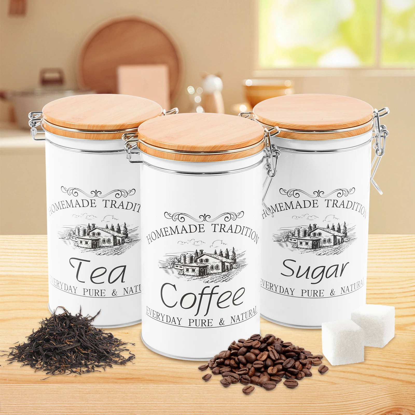 3 Teile/satz Tee Kaffee Zucker – Food Storage Jar Set Bewertung und Preis